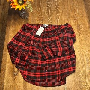 Boutique store Off the shoulder flannel blouse